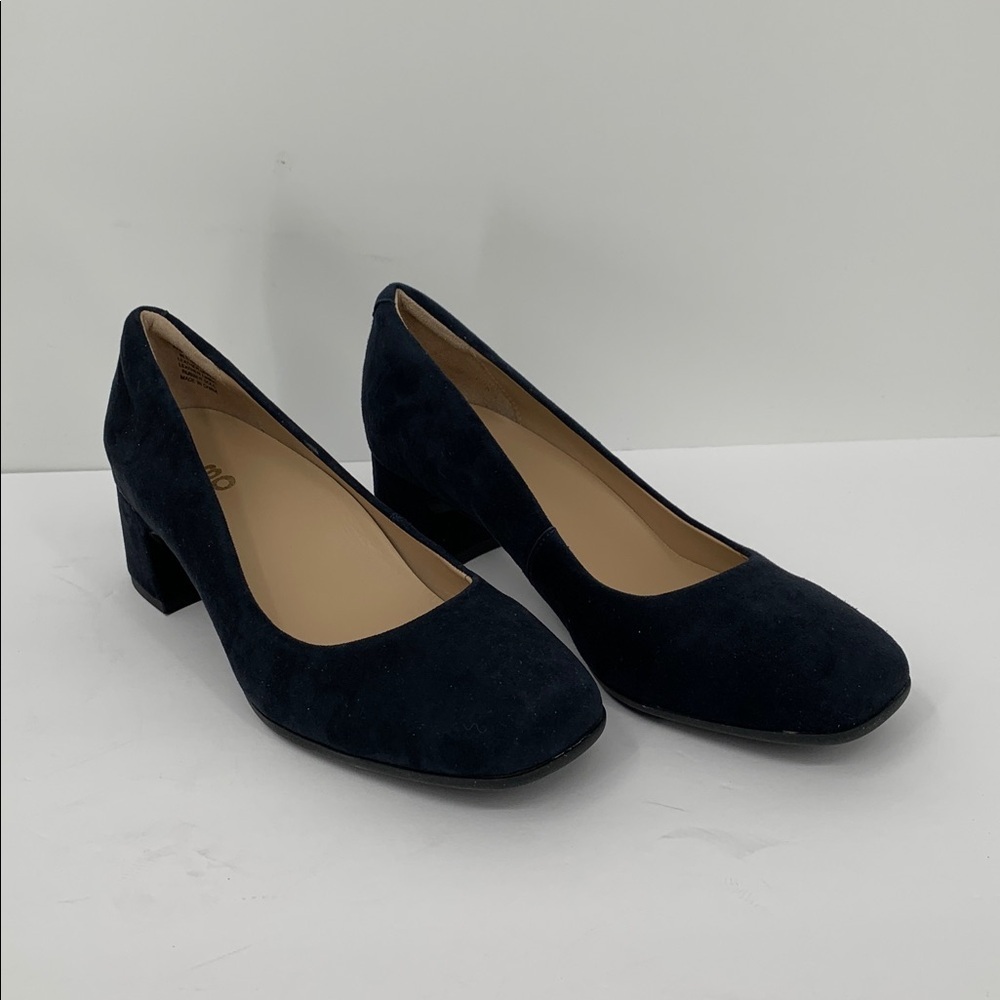 ABEO Avenue pump navy blue suede leather shoe block heel comfort Neutral new 8.5 - Picture 3 of 8